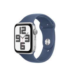 Apple Watch SE GPS, 40 mm Silver Aluminium Case with Denim Sport Band - S/M, MXEC3QA/A