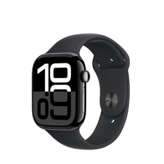 Apple Watch Series 10 GPS, 42 mm Jet Black Aluminium Case with Black Sport Band - S/M