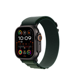 Apple Watch Ultra 2 GPS + Cellular 49 mm Smartwatch, Black Titanium Case with Dark Green Alpine Loop(L)