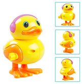 Crackles Wind-Up Jumping Duck Toy | Key-Operated Crank Mini Duck for Babies | Spring Hopping Action |Crawling Walking Toy Set for Kids | Party Favor & Birthday Gift for Boys and Girls