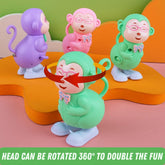GRAPHENE Wind-Up Monkey Toy with Key Jumping & Rotating Head Clockwork Animal Toy for Kids Toddlers Boys & Girls Key Operated Monkey Battery Free (Multicolor, Pack of 1)