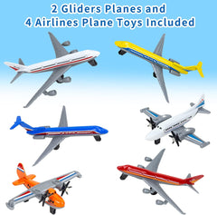 Toy Airplane 6 Pack, Diecast Airplane Toy for Boys Age 3 4-7 8-12, Alloy Planes Model/Glider Planes/Airlines Plane Toys for Kids Birthday Cake Toppers Airforce Party Favors