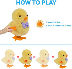 Wind Up Chicken Toy, 3 Pcs Jumping Chick Gag Toys Cute Plush Hopping Chicks Novelty Spring Windup Toys for Kids Toddler Adult Easter Egg Party Favors Christmas Goody Bag Fillers Gifts