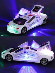 Police Car Toy with Lights and Sounds, Push and Go Powered, Musical Vehicle for Kids