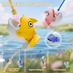 ORANGE OCEAN 66 PCS Magnetic Fishing Game for Kids Toddlers 3-5, Fishing Toys with 360° Rotation & Sound, 1-8 Players Board Game for Kids 4-6, Ideas Birthday Gifts for 3 4 5 6 7 8 Year Old Boys