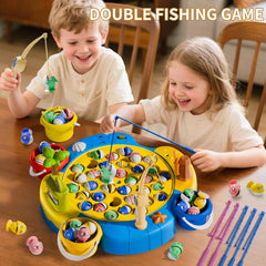 ORANGE OCEAN 66 PCS Magnetic Fishing Game for Kids Toddlers 3-5, Fishing Toys with 360° Rotation & Sound, 1-8 Players Board Game for Kids 4-6, Ideas Birthday Gifts for 3 4 5 6 7 8 Year Old Boys