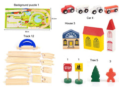 Bestie toys Preschool Overpass Traffic Scene Children Educational Wooden Train Track Railway Toys Set for Kids (40 Pieces)| DIY Kit Reassemble Set | Wooden Building Block Toys for Kids 3 Years +
