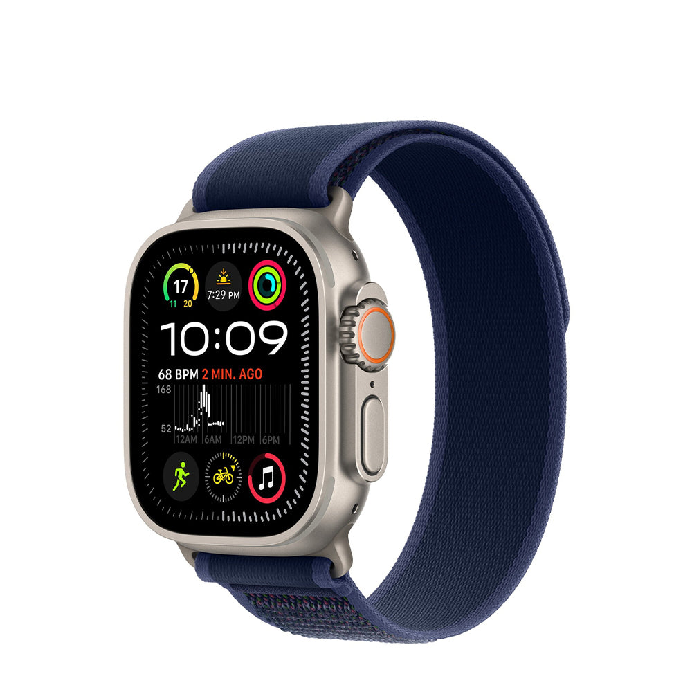 Apple Watch Ultra 2 49 mm GPS + Cellular Smartwatch, Natural Titanium Case with Blue Trail Loop (M/L), MX4L3HN/A