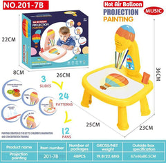 AEPRO - Kids LED Projector Painting Art Drawing Table Тоу For Children Painting Board Desk Educational Learning Paint Tools Тоу For Girl (YM6776-S)
