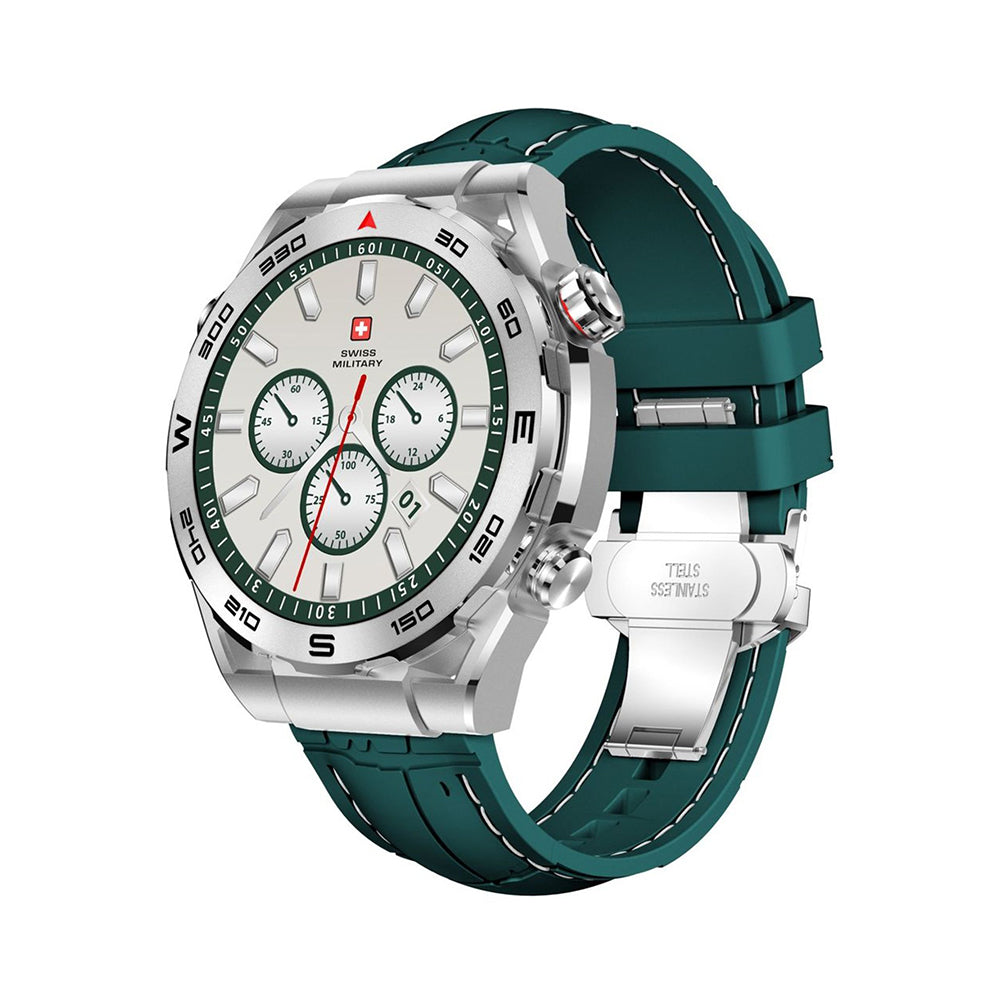 Swiss Military DOM3Swiss Military DOM3 Smartwatch - Silver With Green Silicon Strap +VICTOR 4 Active Noice cancelling ENC True Wireless