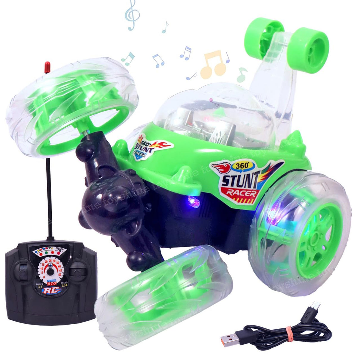Toyshine Remote Control Stunt Car | RC Stunt Vehicle 360° Rotating Rolling Radio Control Electric Race Car with Lights and Music | Rechargeable Battery for Kids Girls Boys