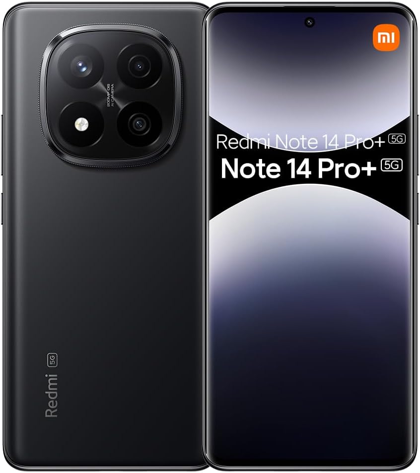 Xiaomi Redmi Note 14 Pro+ Plus 5G + 4G LTE (for Tmobile Mint Tello & Global) (512GB + 12GB) NFC 6.67" 120Hz 200MP Pro AI Camera Model 24115RA8EG Unlocked Dual Sim (Midnight Black)